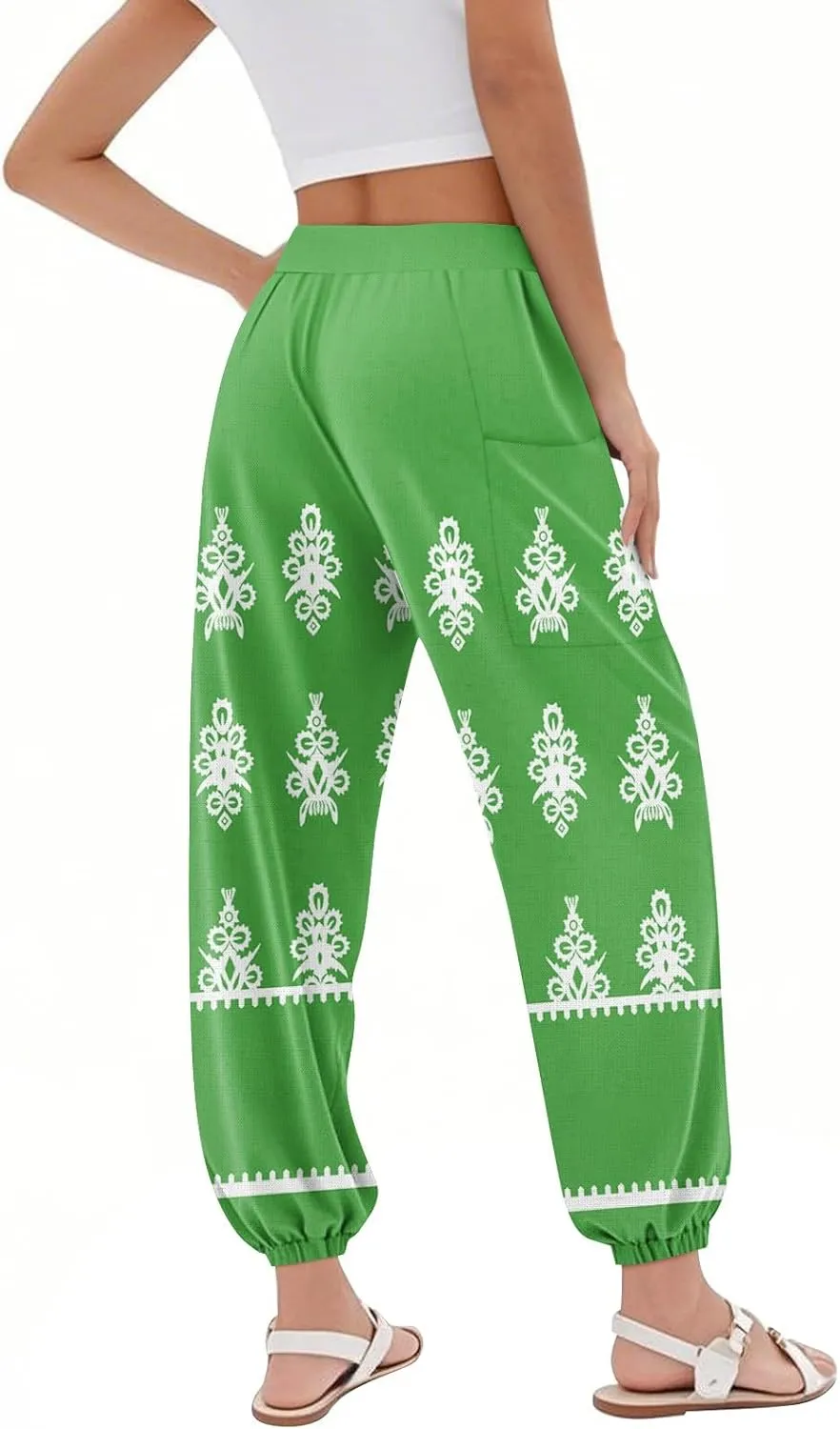 Flowy Pants for Women,Women's Harem Pants, High Waist Drawstring Joggers Boho Trousers Hippie Clothes with Pockets