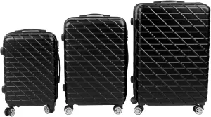 Focket 3 Piece Set Suitcase, Impact 20in 24in 28in Telescoping Handle Spinner Wheels Luggage Set for Travel (Black)
