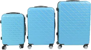Focket 3 Piece Set Suitcase, Impact 20in 24in 28in Telescoping Handle Spinner Wheels Luggage Set for Travel (Blue)