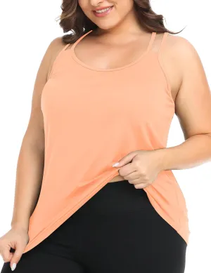 FOREYOND Women's Plus Size Workout Tank Tops Racerback Loose Fit Sport Athletic Tops Yoga Running Summer Shirts