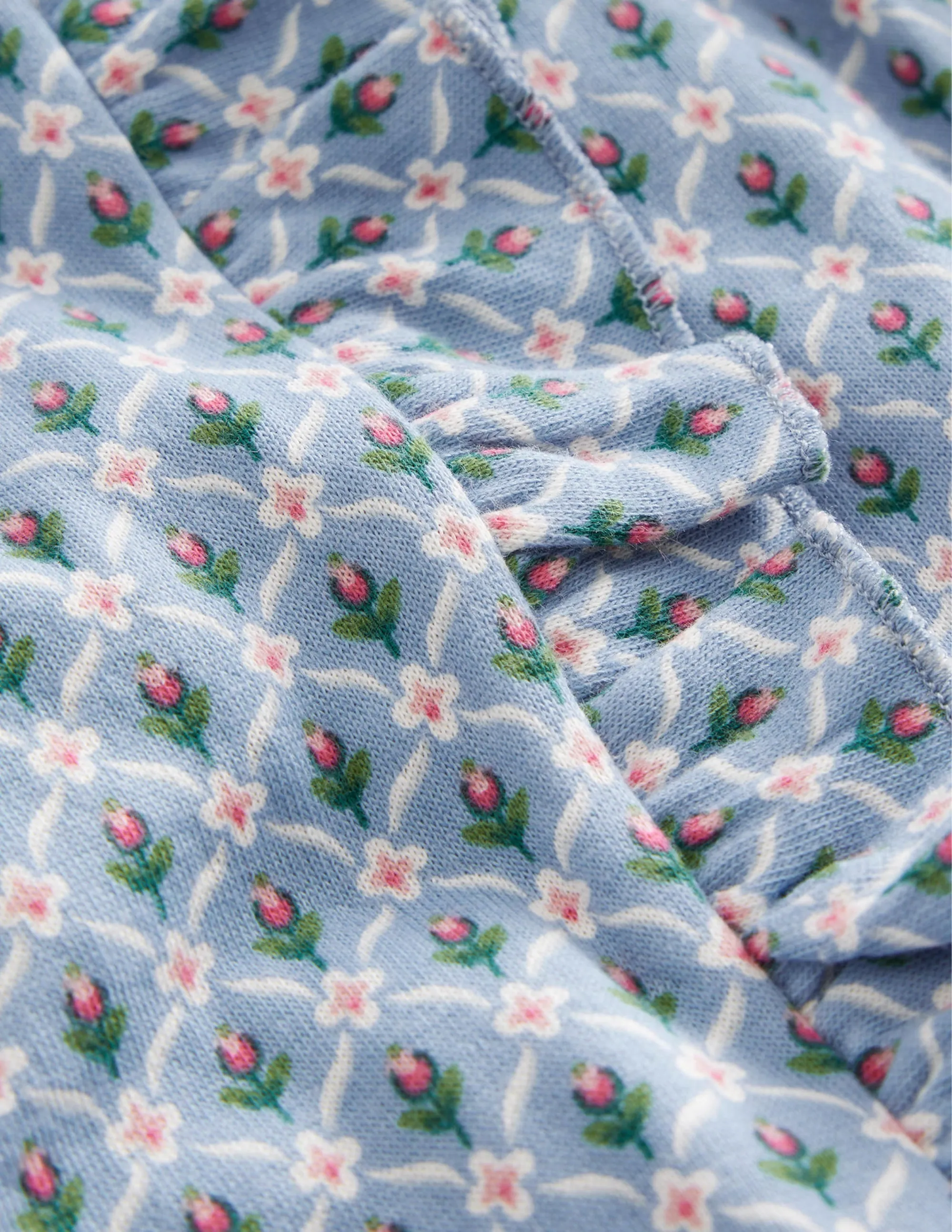 Frill Printed Sweatshirt-Pebble Blue Flower