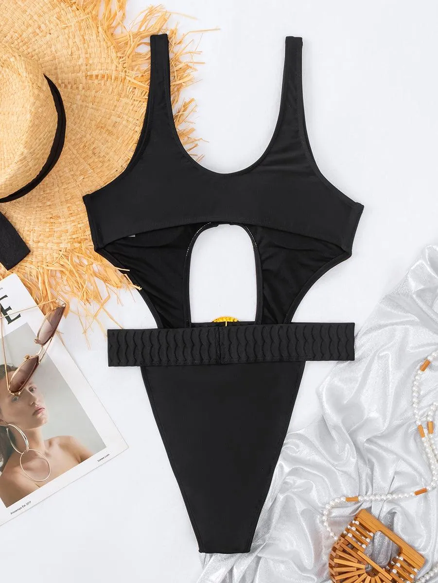 GFIT® New Sexy Black One Piece Swimwear | Cutout Swimsuit