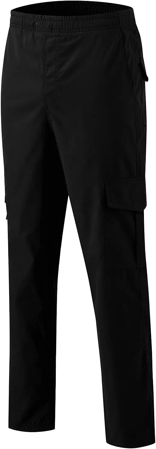 GIERIDUC Men's Linen Cotton Pants Men's Elasticated Waist Smart Trousers Mens Stretch Waist Trousers Mens Dark Green Trousers