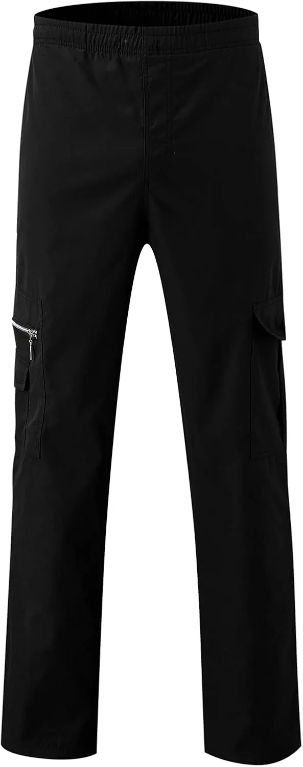 GIERIDUC Men's Linen Cotton Pants Men's Elasticated Waist Smart Trousers Mens Stretch Waist Trousers Mens Dark Green Trousers