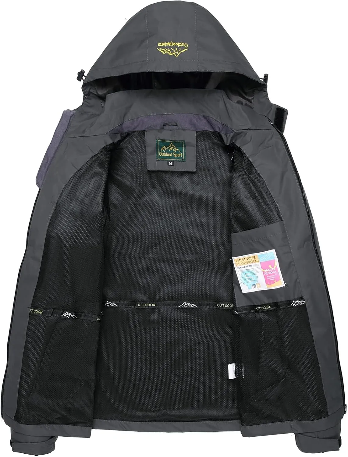GIISAM Mens Windproof Jacket Waterproof Lightweight Mountain Sport Jacket for Men Hooded Windbreaker Raincoat