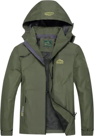 GIISAM Mens Windproof Jacket Waterproof Lightweight Mountain Sport Jacket for Men Hooded Windbreaker Raincoat