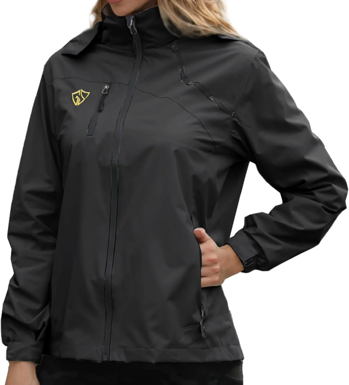 GIISAM Women's Waterproof Rain Jacket,Lightweight Windproof Full Zip Women's Packable Fall Raincoat Windbreaker with Hood