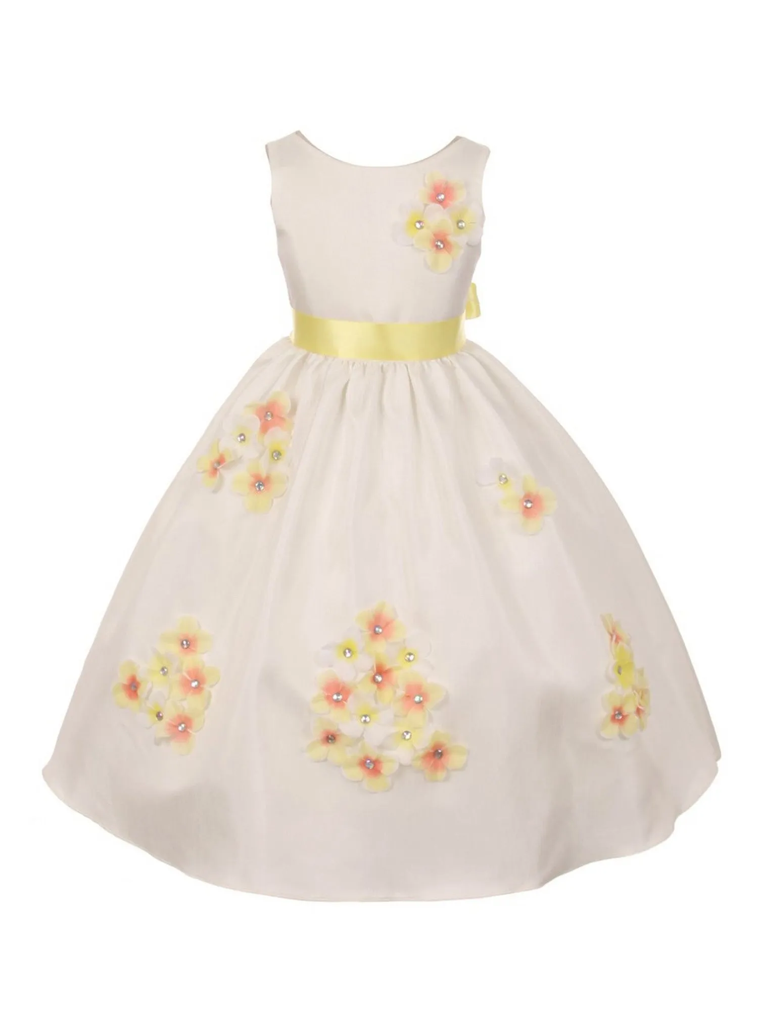 Girls Multi Color Shantung Flower Petals Special Occasion Dress 2-14