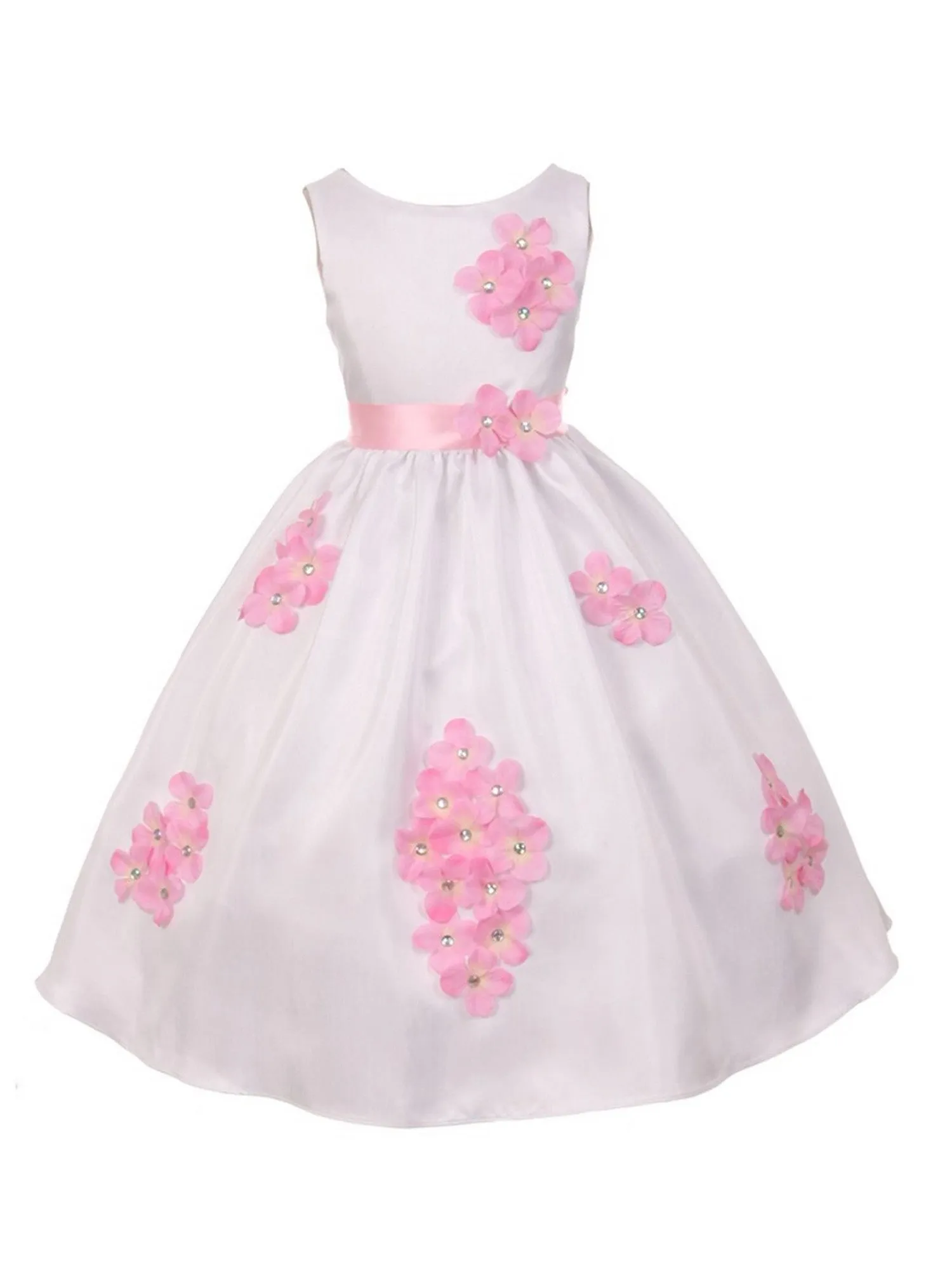 Girls Multi Color Shantung Flower Petals Special Occasion Dress 2-14