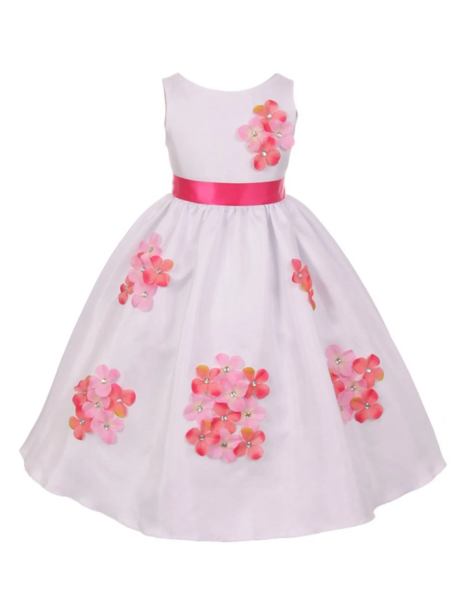 Girls Multi Color Shantung Flower Petals Special Occasion Dress 2-14