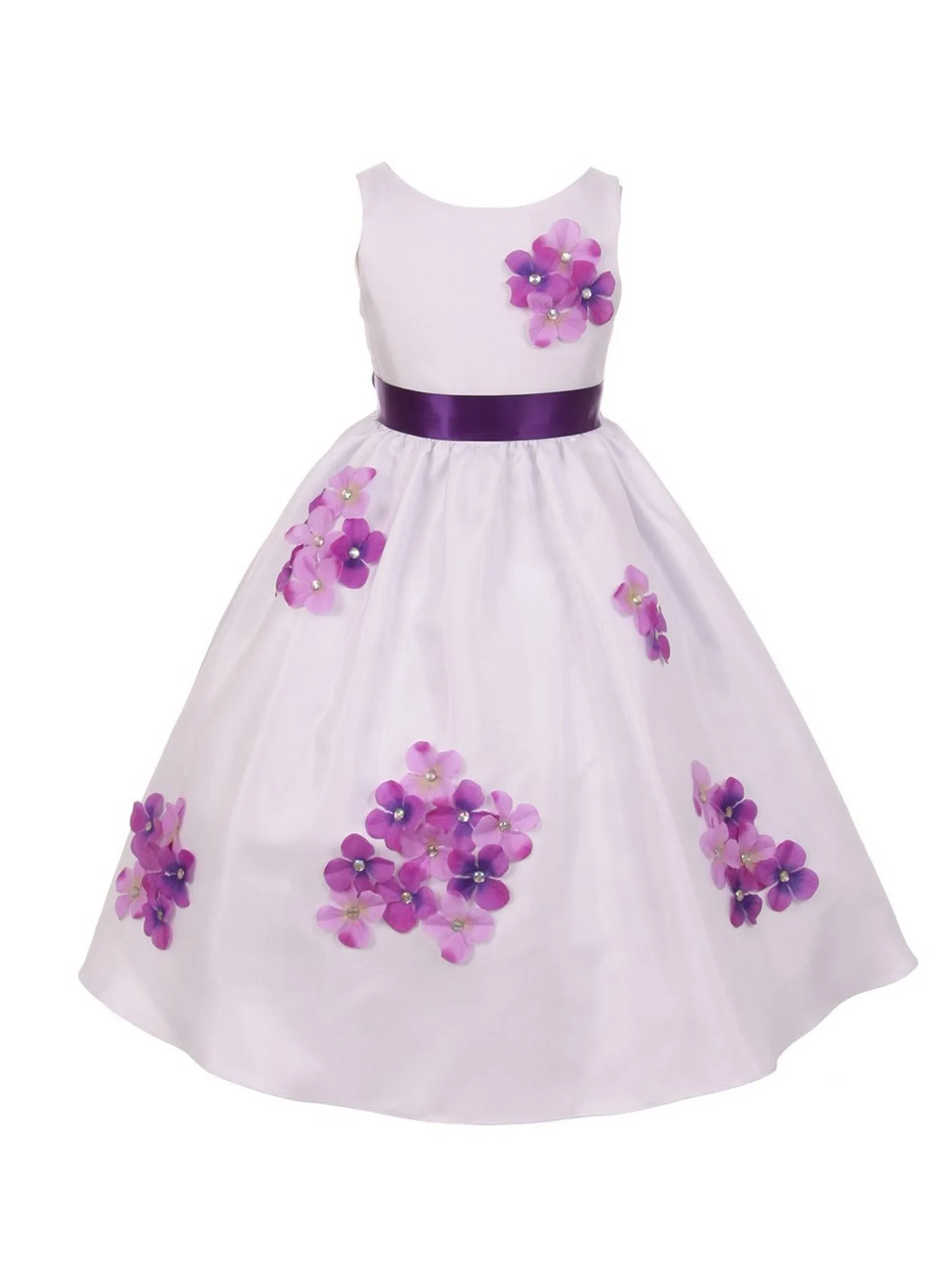 Girls Multi Color Shantung Flower Petals Special Occasion Dress 2-14