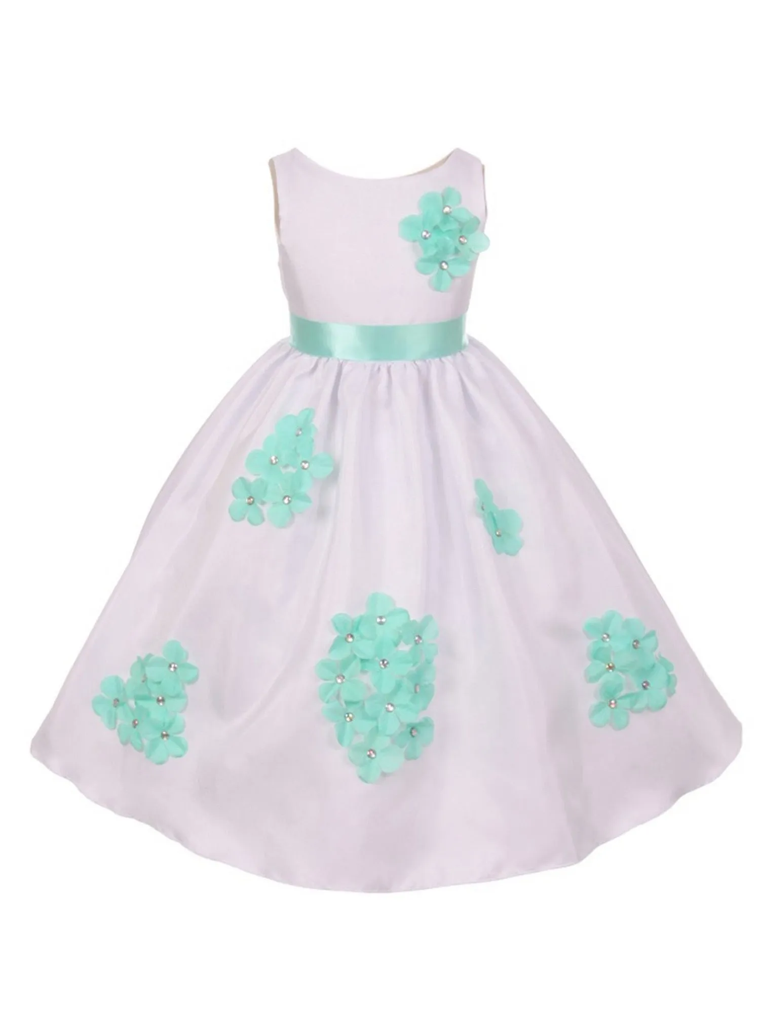 Girls Multi Color Shantung Flower Petals Special Occasion Dress 2-14