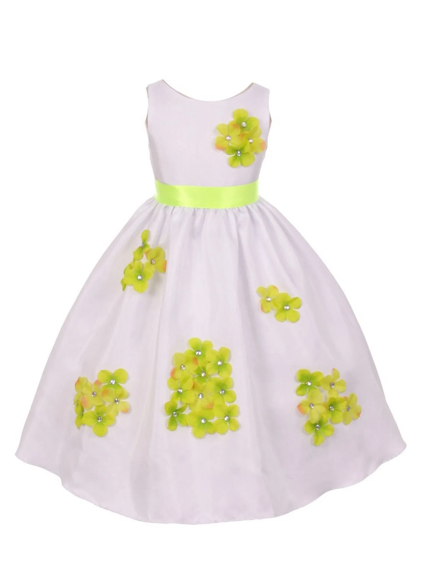 Girls Multi Color Shantung Flower Petals Special Occasion Dress 2-14