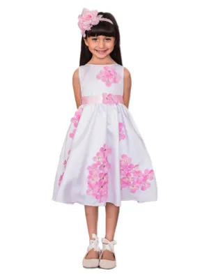 Girls Multi Color Shantung Flower Petals Special Occasion Dress 2-14