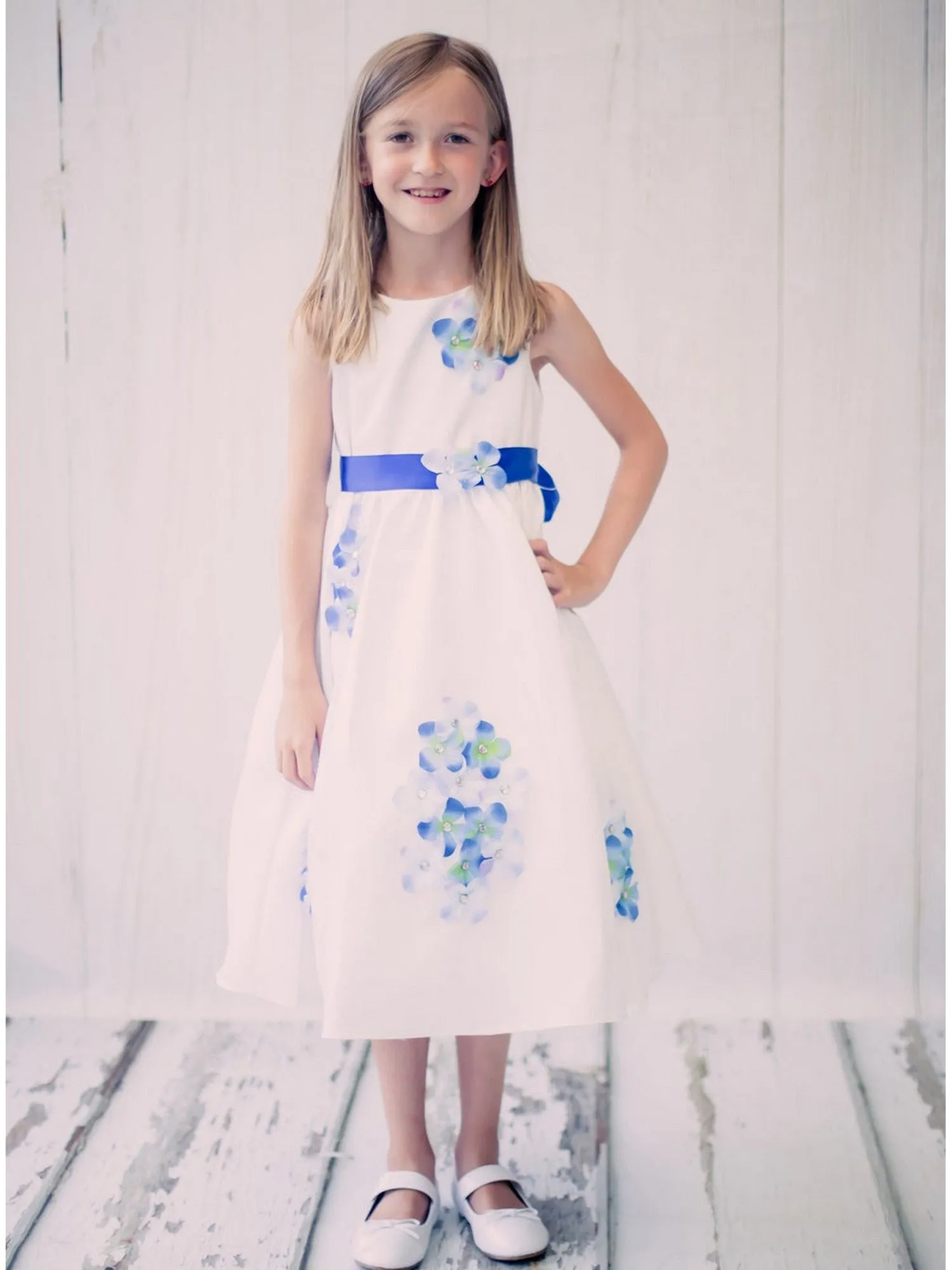 Girls Multi Color Shantung Flower Petals Special Occasion Dress 2-14