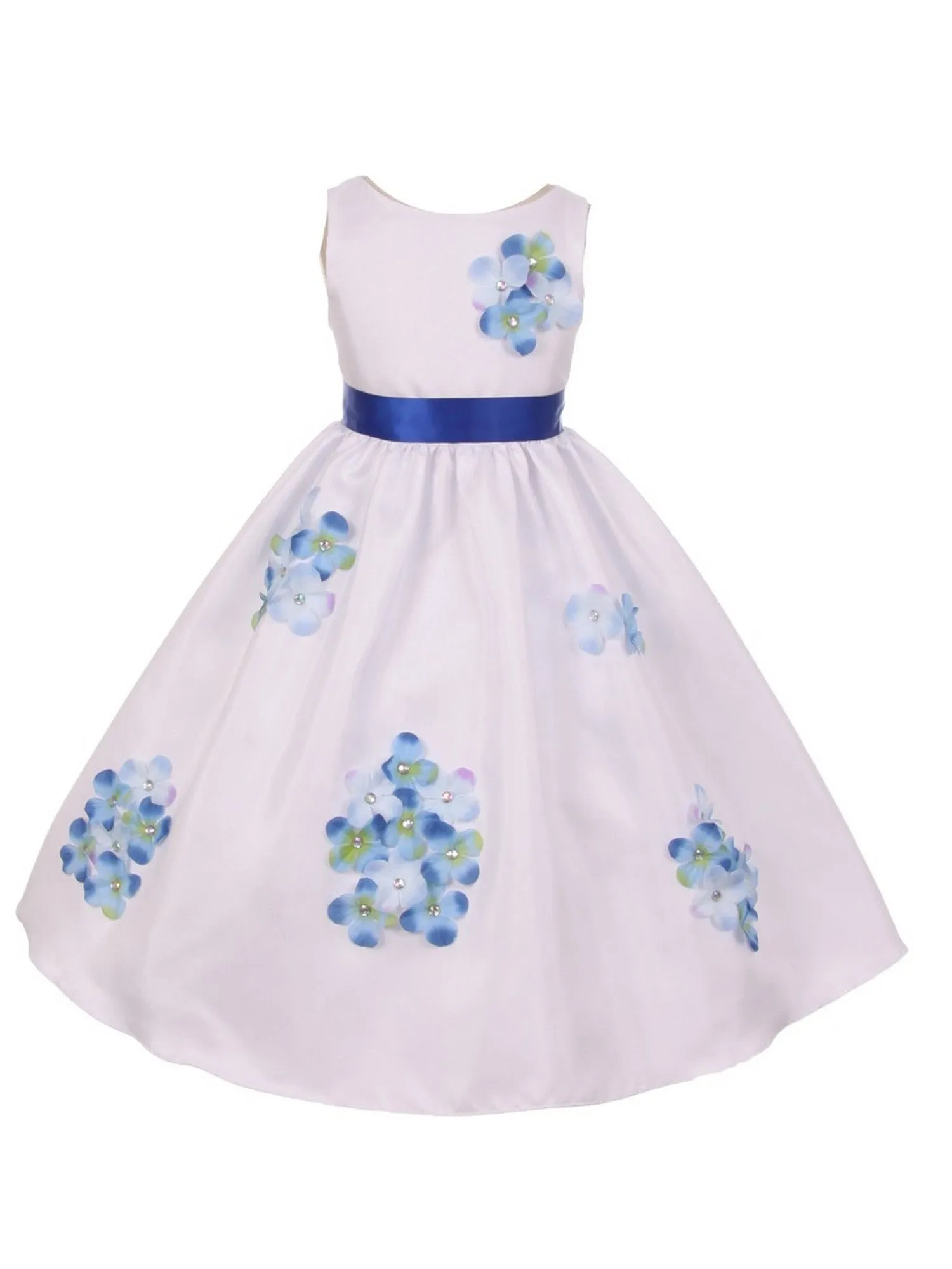 Girls Multi Color Shantung Flower Petals Special Occasion Dress 2-14