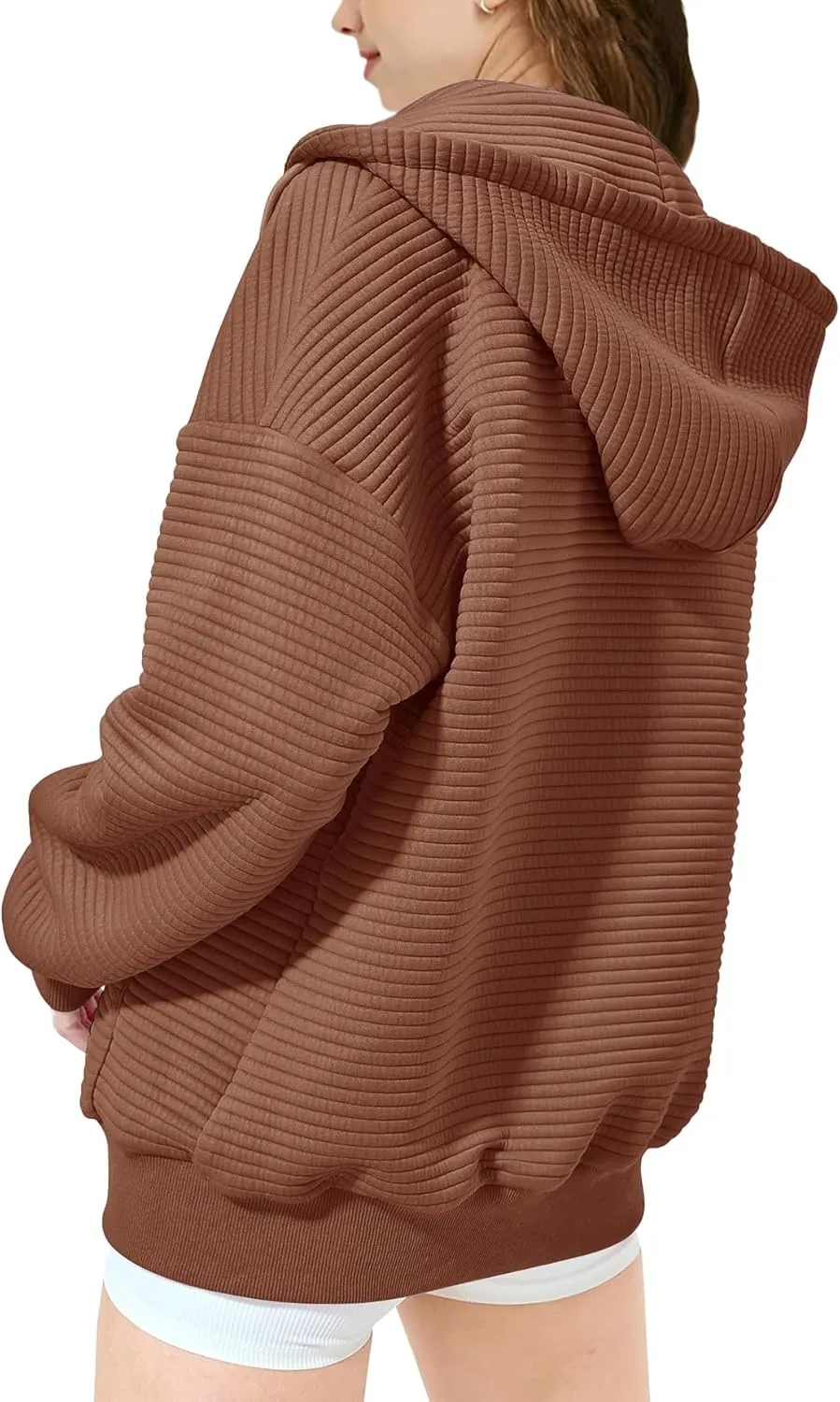 Girls Oversized Full Zip Hoodie Casual Long Sleeve Sweatshirts Cute Jackets with Pockets