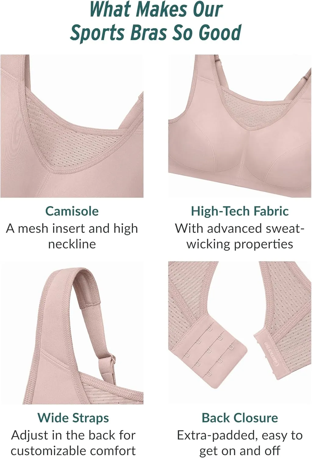 Glamorise Women's Plus Size No-Bounce Camisole Sports Bra Wirefree #1067