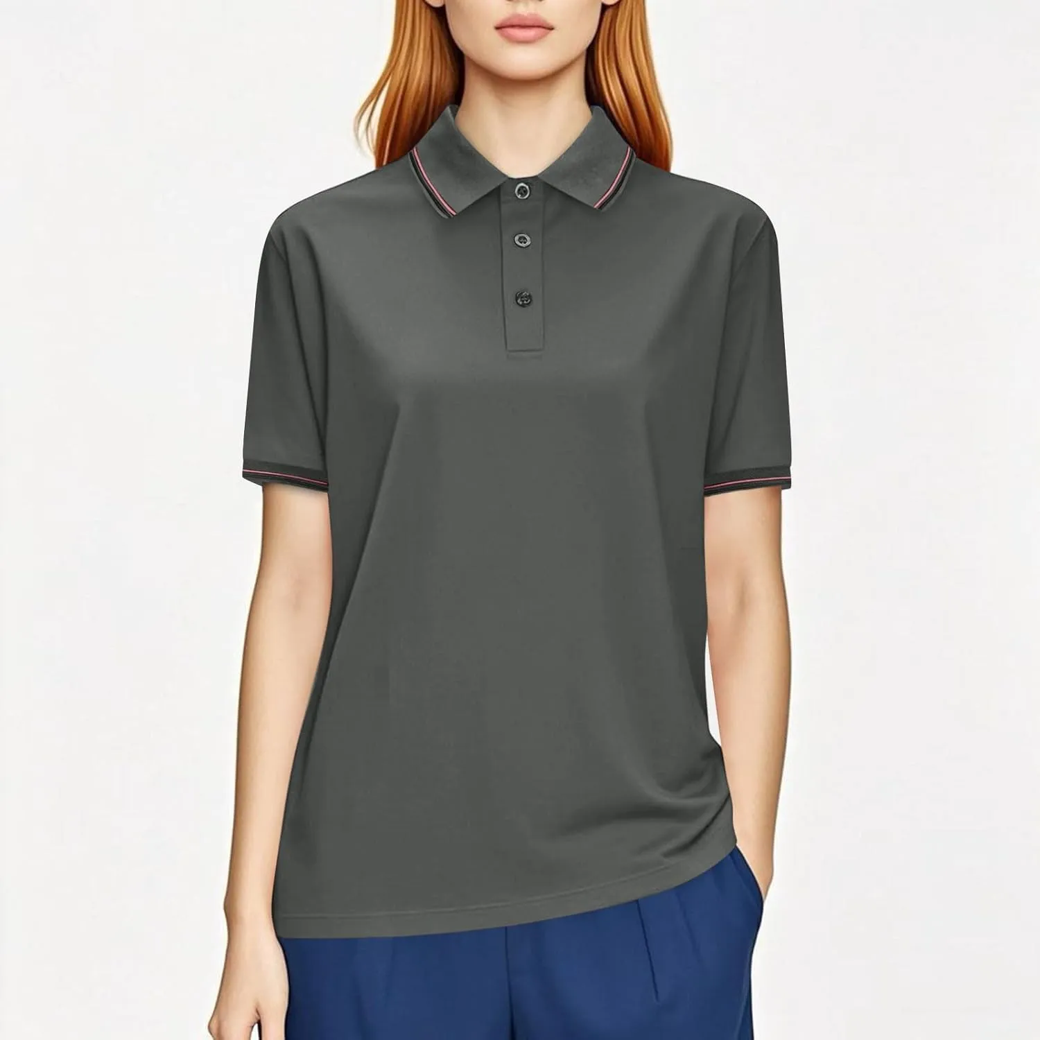 Golf Polo Shirts for Women Short Sleeve Button Down Lapel Collar Summer Tops Dressy Casual Work Blouse Basic Tunic Tees