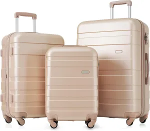 GOWE Luggage Sets New Model Expandable ABS Hardshell 3pcs Clearance Luggage Hardside Lightweight Suitcase Sets Spinner Wheels Suitcase with TSA Lock 20''24''28''(Champagne)