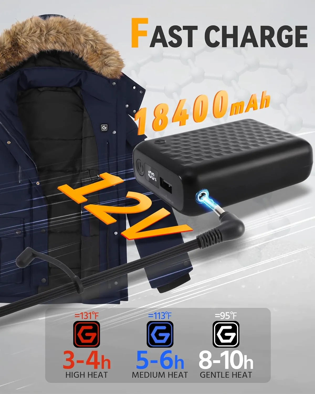 Graphene Heated Jacket for Women with Large Capacity Battery Pack Waterproof Windproof