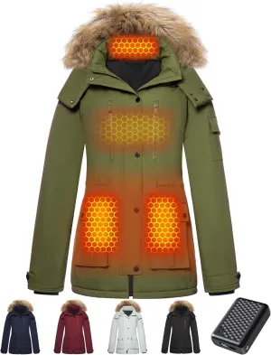 Graphene Heated Jacket for Women with Large Capacity Battery Pack Waterproof Windproof