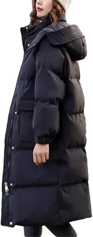 Haitpant Women's Down Cotton Jacket Winter Korean Loose Cotton-Padded Coat Casual Long Overcoat Thick Warm Hooded Parka