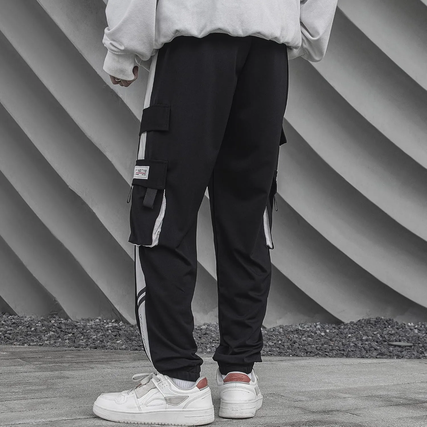 HaiziXihuan Men's Techwear Black Streetwear Overalls Tactical Joggers Hip Hop Sweatpants Casual Cargo Pants for Men