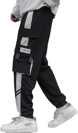 HaiziXihuan Men's Techwear Black Streetwear Overalls Tactical Joggers Hip Hop Sweatpants Casual Cargo Pants for Men