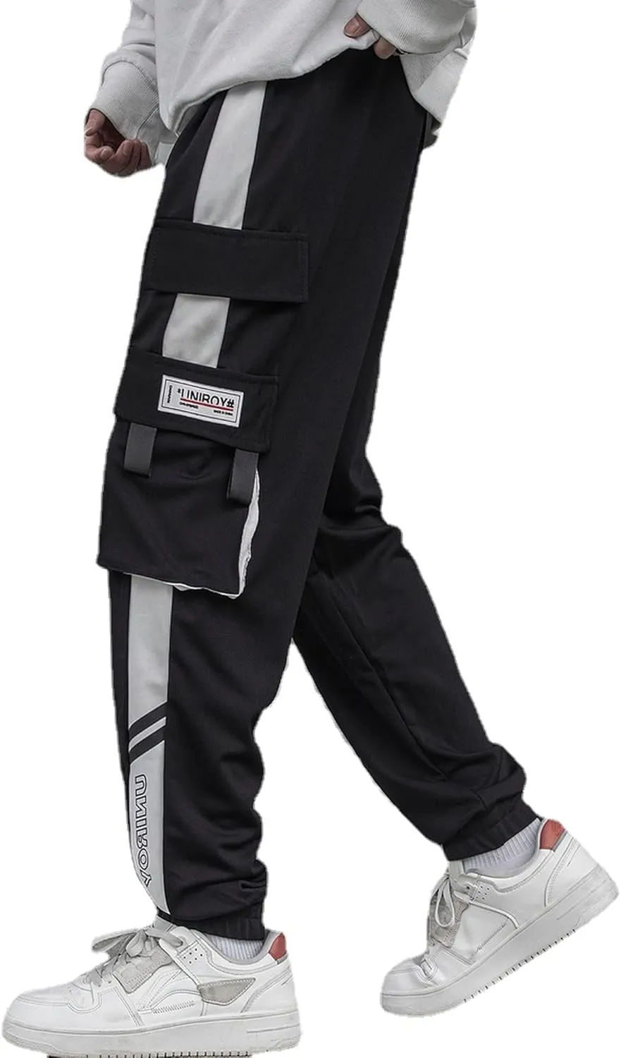 HaiziXihuan Men's Techwear Black Streetwear Overalls Tactical Joggers Hip Hop Sweatpants Casual Cargo Pants for Men