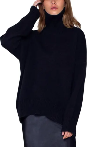 HangNiFang Women's Trendy Turtleneck Sweater Fall Chunky Knitted Pullover Sweater