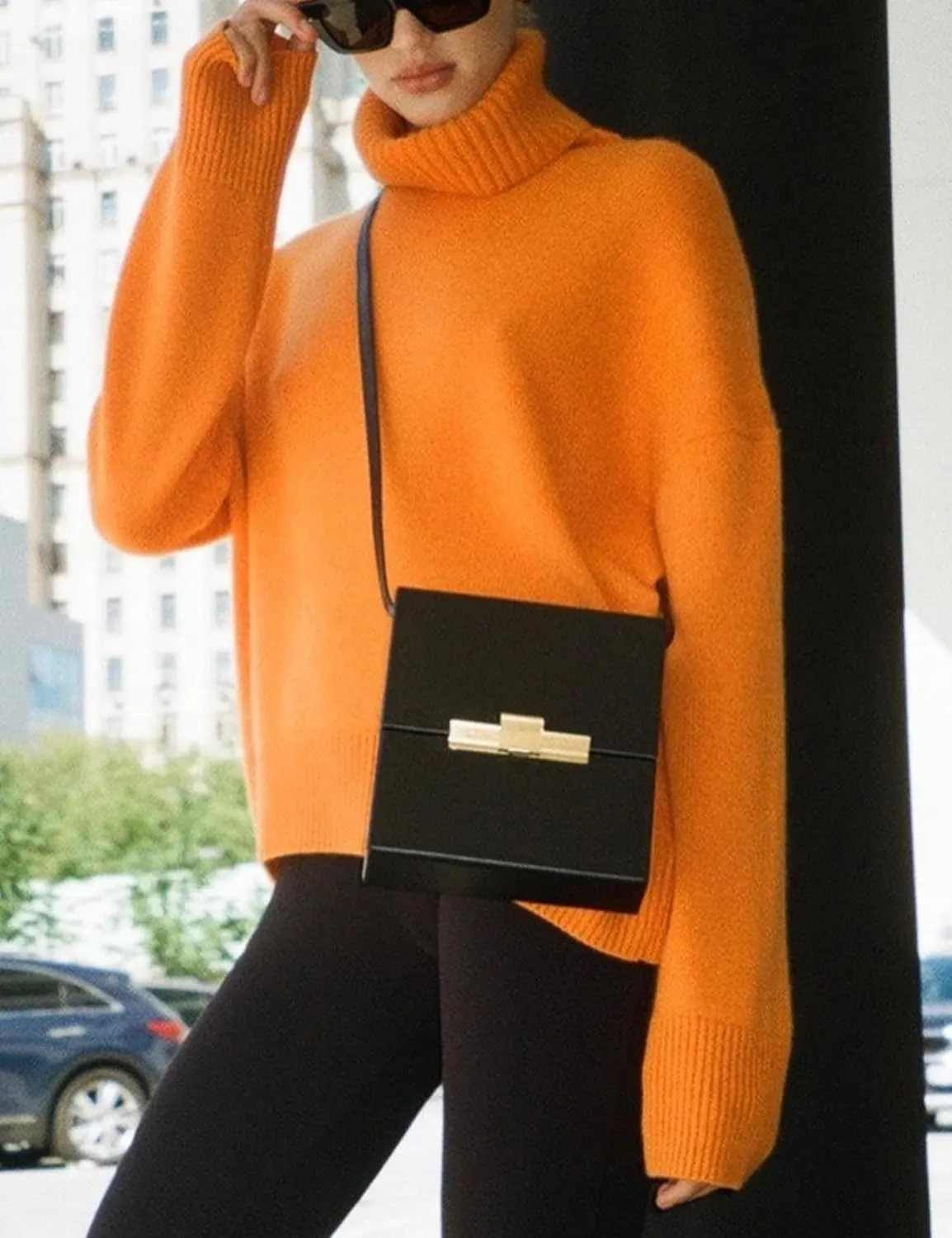 HangNiFang Women's Trendy Turtleneck Sweater Fall Chunky Knitted Pullover Sweater