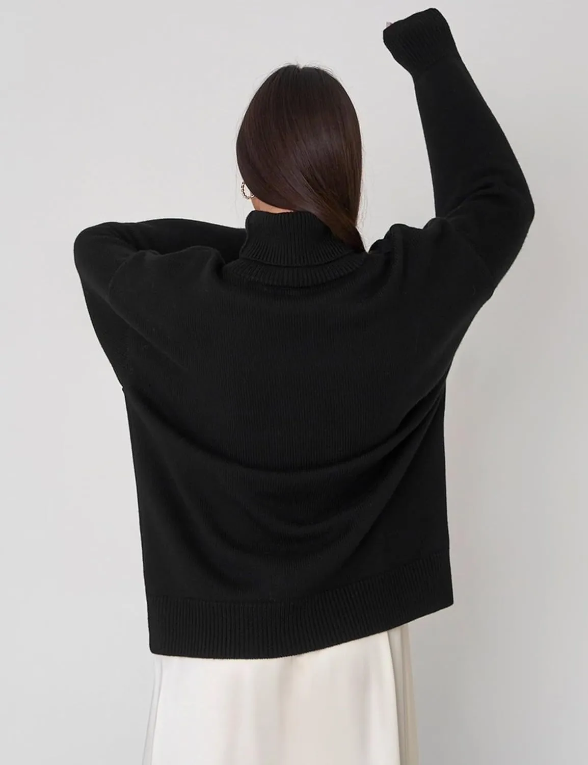 HangNiFang Women's Trendy Turtleneck Sweater Fall Chunky Knitted Pullover Sweater