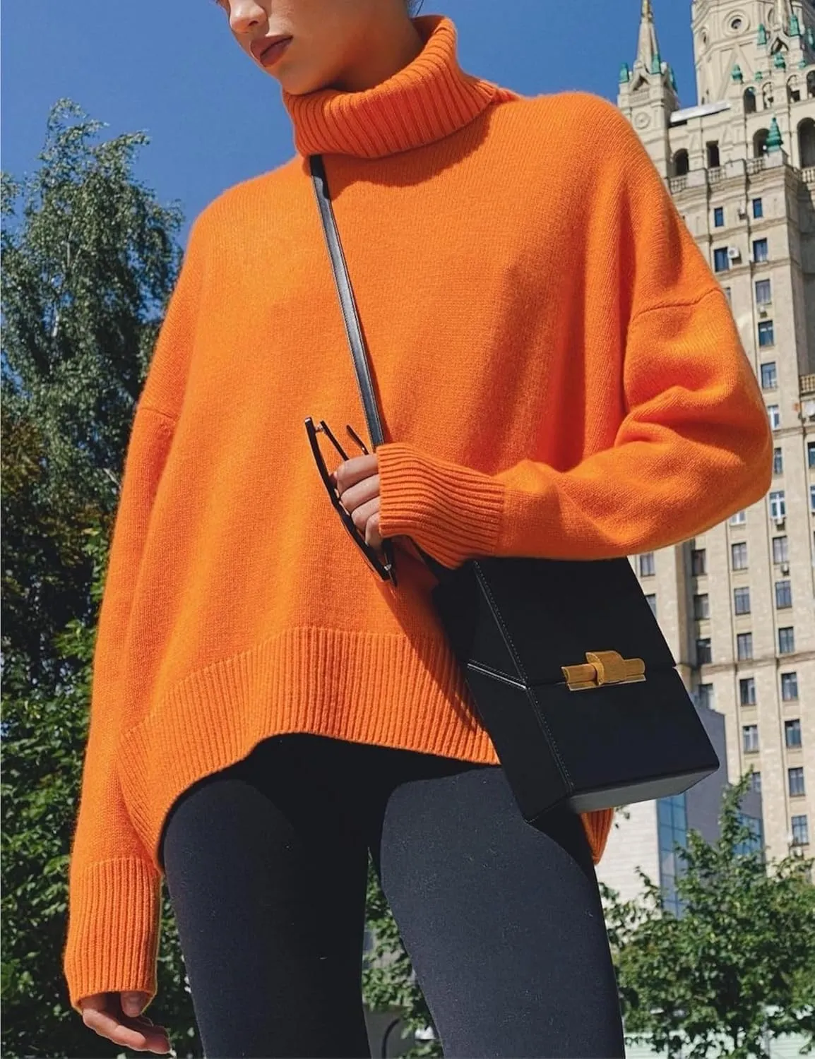 HangNiFang Women's Trendy Turtleneck Sweater Fall Chunky Knitted Pullover Sweater