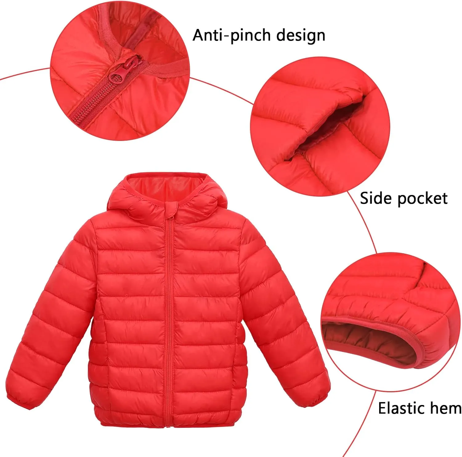 Happy Cherry Baby Boys Girls Hooded Coat Winter Lightweight Down Jacket Packable Cotton Coat