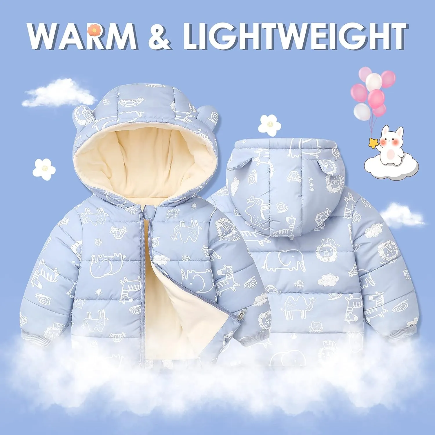 Happy Cherry Baby Boys Girls Winter Coats Hoods Light Puffer Down Jacket Outwear