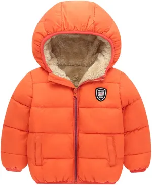 Happy Cherry Baby Kids Hooded Winter Coat Puffer Down Jacket Windproof Fleece Lined