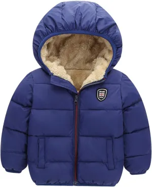 Happy Cherry Baby Kids Hooded Winter Coat Puffer Down Jacket Windproof Fleece Lined