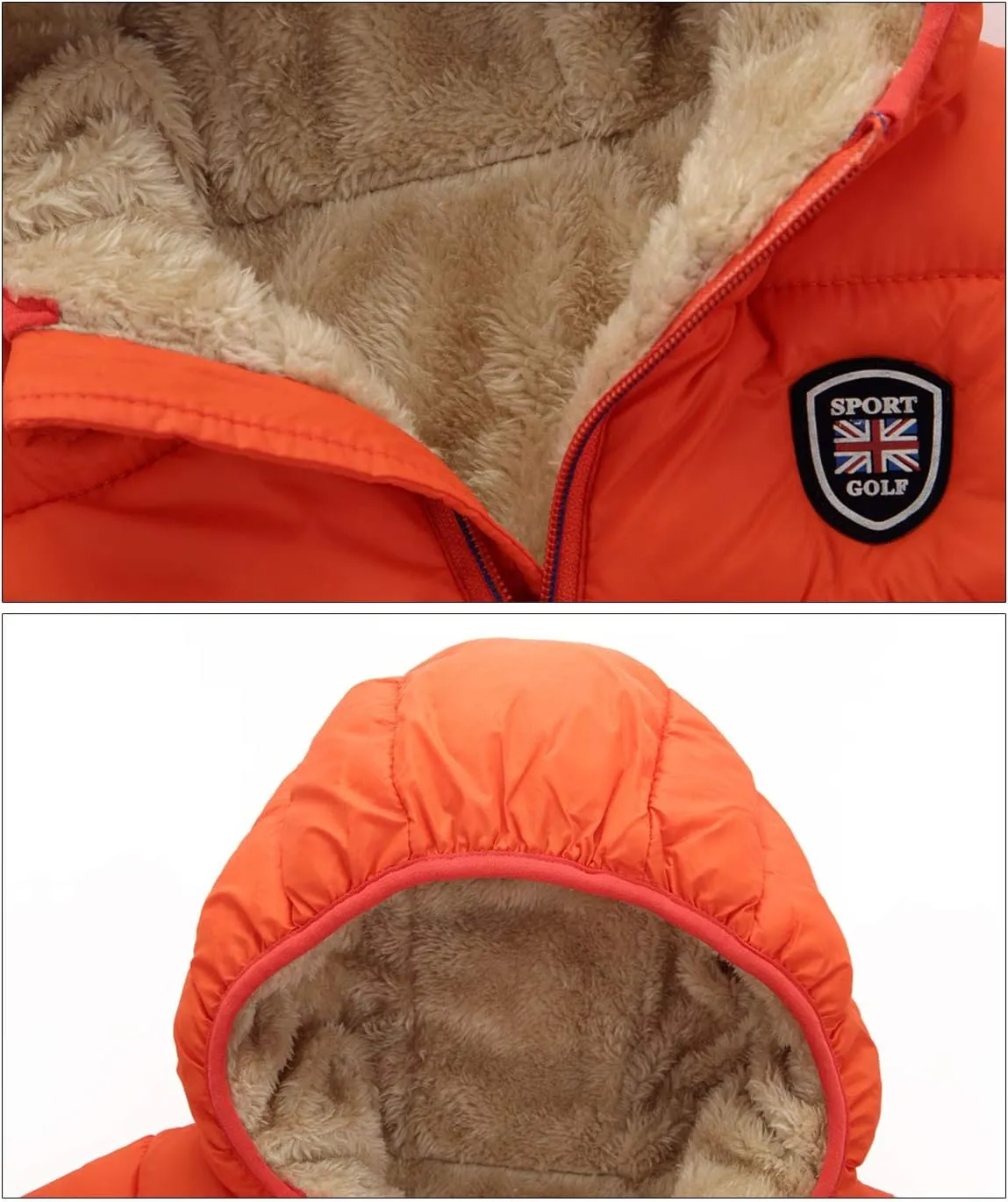Happy Cherry Baby Kids Hooded Winter Coat Puffer Down Jacket Windproof Fleece Lined