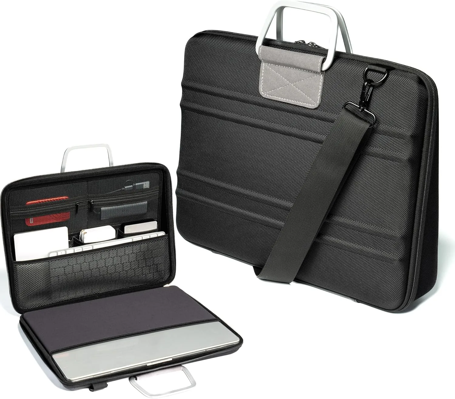 Hardshell laptop briefcase for macbook pro 16" 15" laptop and similar, anti-crush carry case with handle and strap