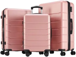 Hardshell Luggage Set, 3-Piece, Double Spinner Wheels, Rose Gold