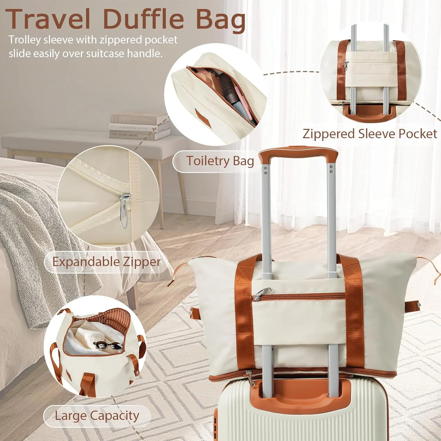 Hardshell Luggage Sets 3 Piece Carry-on Suitcase Double Spinner Wheels with TSA Lock for Men Women (White)