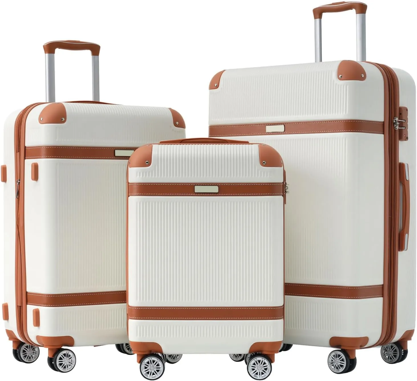 Hardshell Luggage Sets 3 Piece Double Spinner 8 Wheels Suitcase with TSA Lock - Lightweight 20" / 24" / 28"