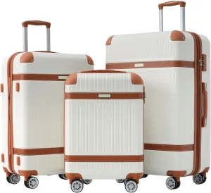 Hardshell Luggage Sets 3 Piece Double Spinner 8 Wheels Suitcase with TSA Lock - Lightweight 20" / 24" / 28"