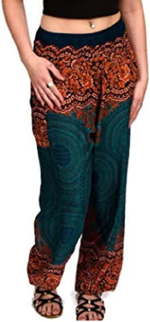 Harem Pants for Women Loose Yoga Travel Beach Pants Hippie Bohemian Yoga Pants- Green