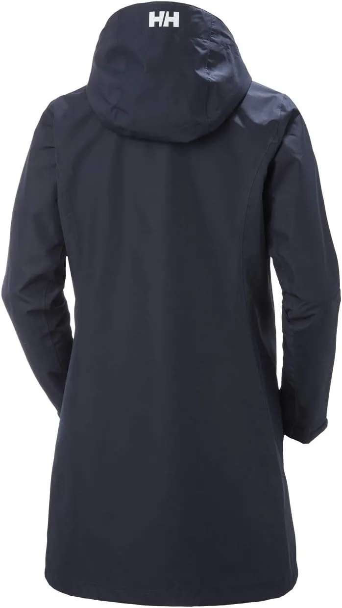 Helly Hansen Women's Long Belfast Lightweight Waterproof Windproof Breathable Raincoat Jacket with Hood