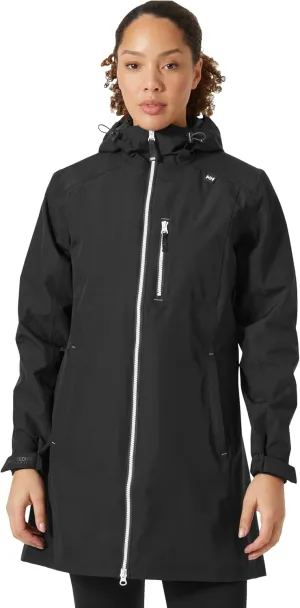 Helly Hansen Women's Long Belfast Lightweight Waterproof Windproof Breathable Raincoat Jacket with Hood