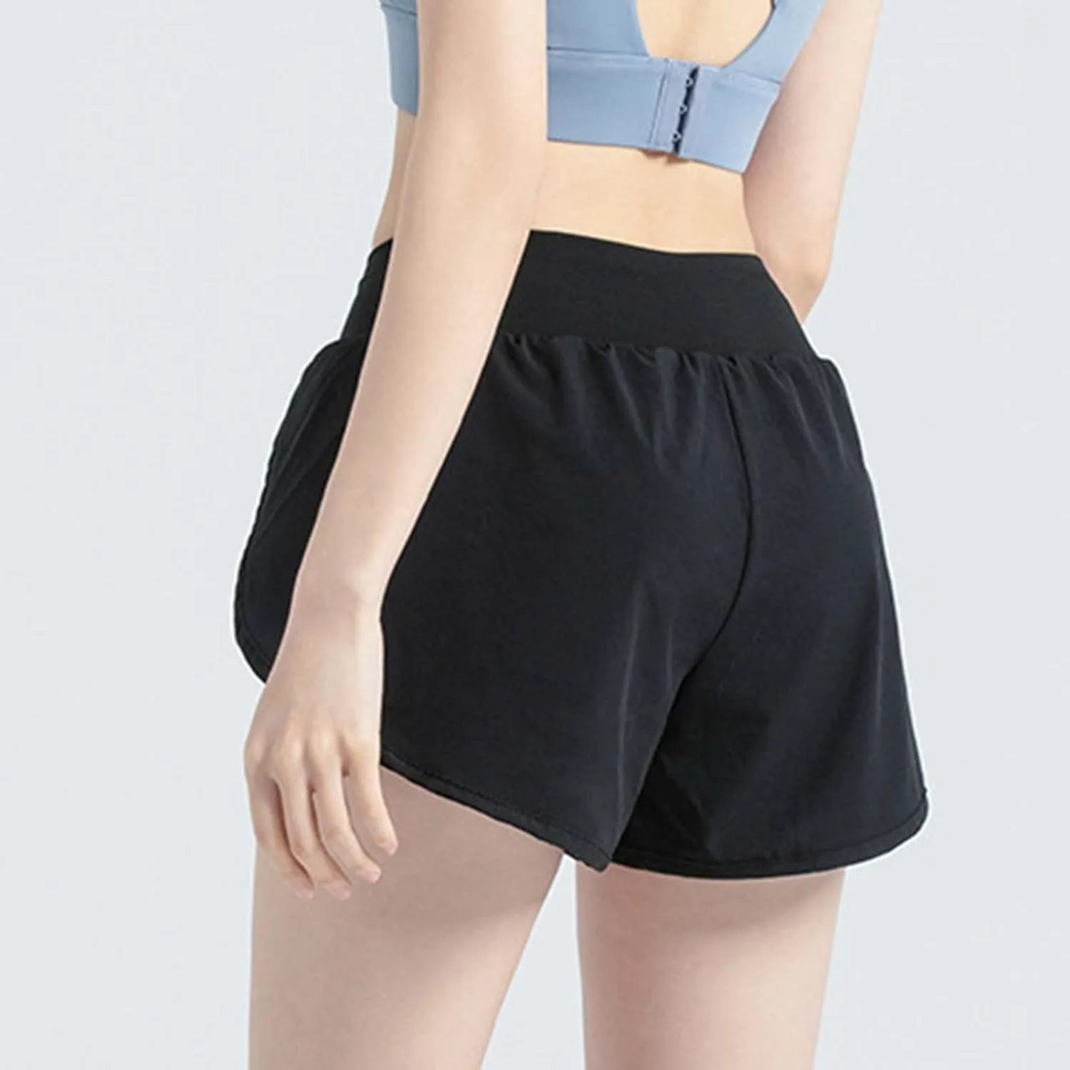 High Waisted Women's Running Shorts with Pockets 3" 2 in 1 Athletic Workout Shorts Built-in Liner Sporty Shorts