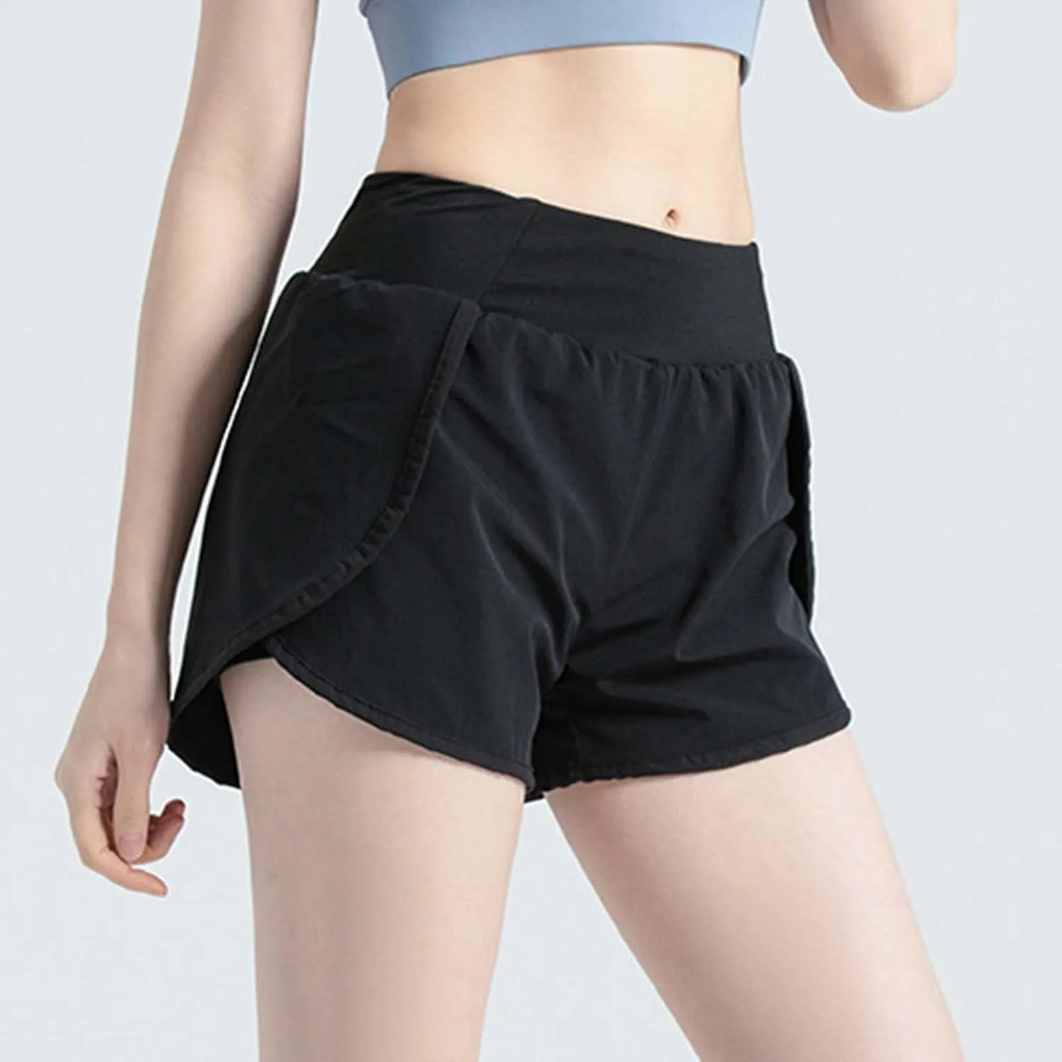 High Waisted Women's Running Shorts with Pockets 3" 2 in 1 Athletic Workout Shorts Built-in Liner Sporty Shorts