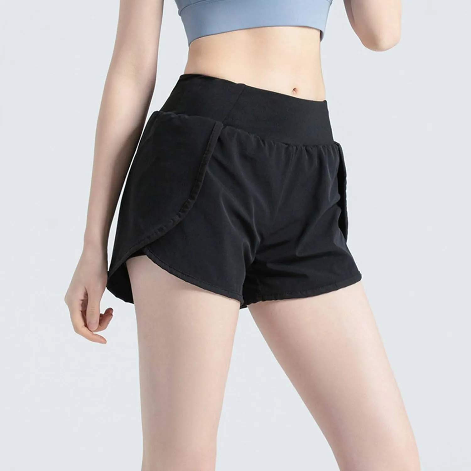 High Waisted Women's Running Shorts with Pockets 3" 2 in 1 Athletic Workout Shorts Built-in Liner Sporty Shorts
